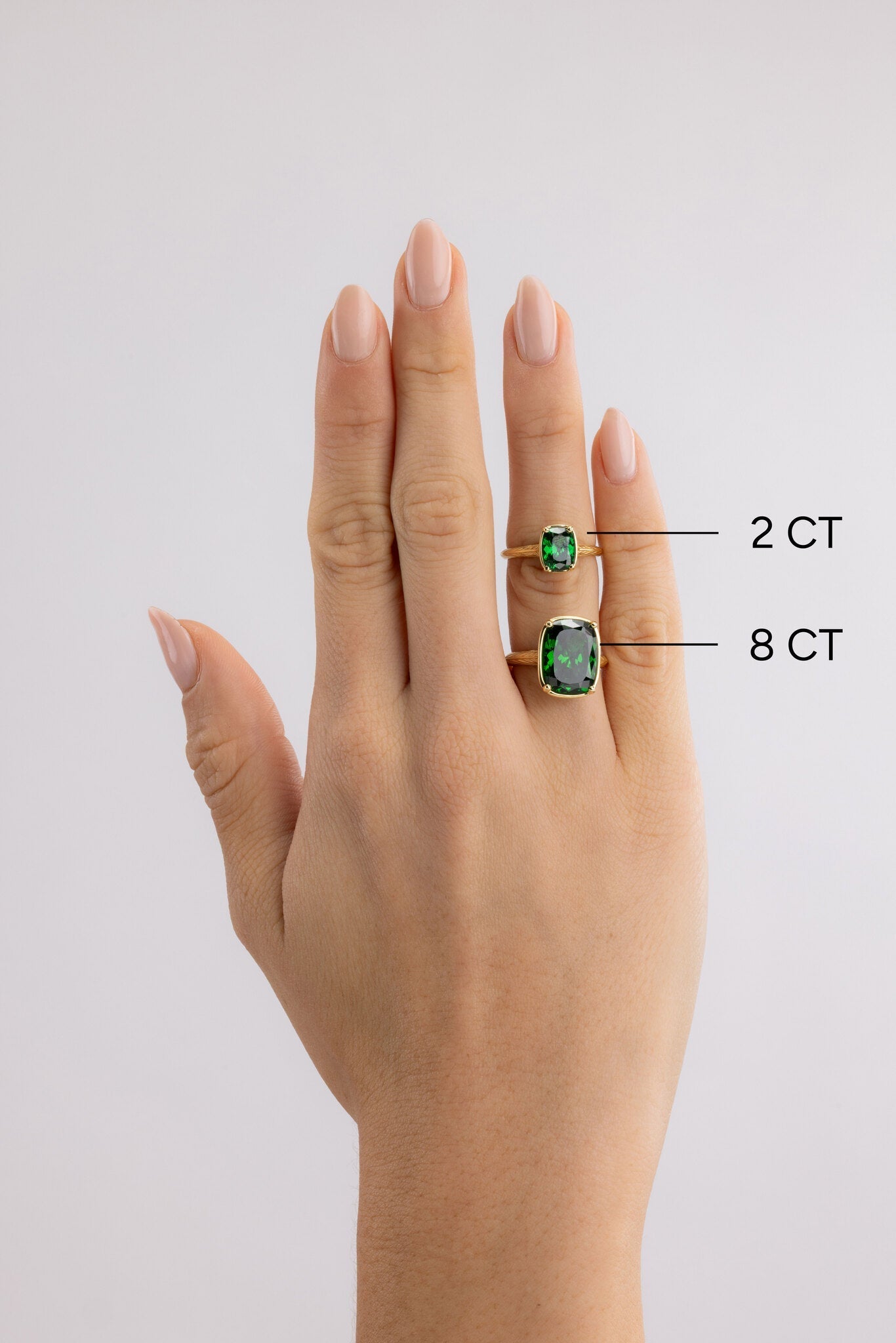 Sterling Silver Mini Emerald Elongated Cushion Ring - Courbe et Compagnie