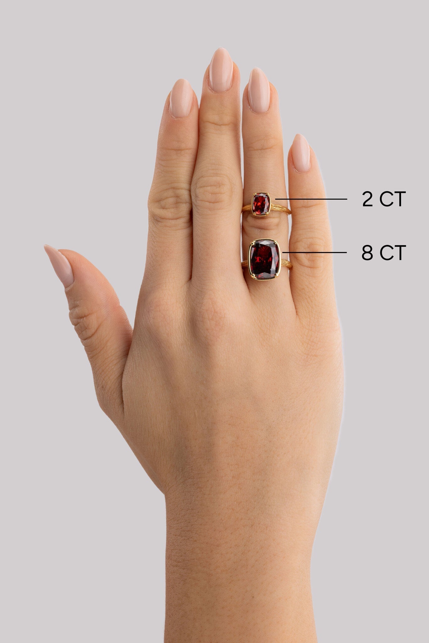 Sterling Silver Mini Garnet Elongated Cushion Ring - Courbe et Compagnie