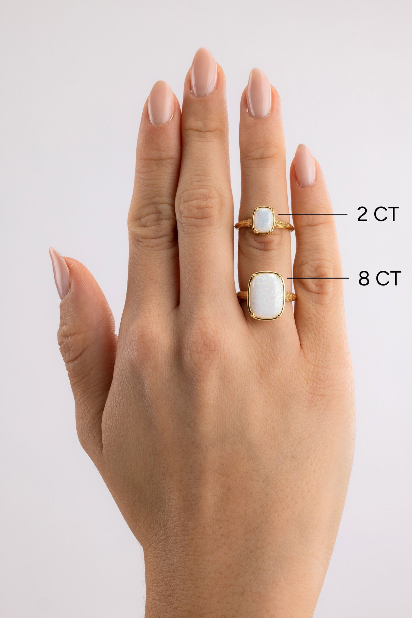 Sterling Silver Mini Opal Elongated Cushion Ring - Courbe et Compagnie