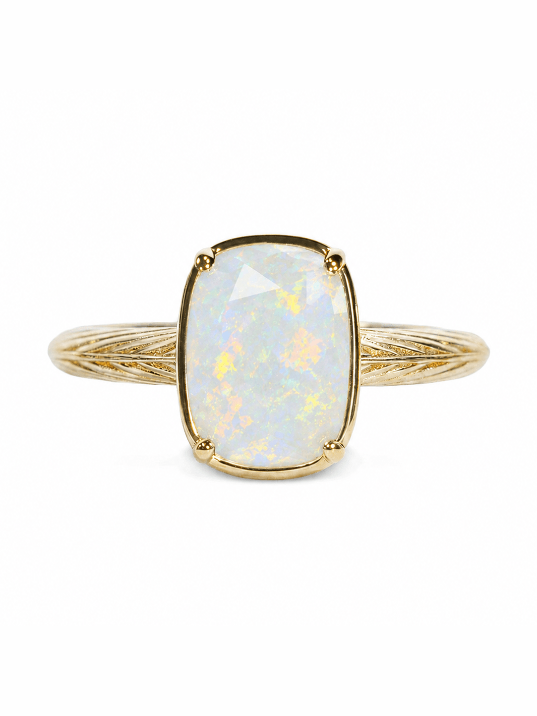 Sterling Silver Mini Opal Elongated Cushion Ring - Courbe et Compagnie