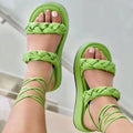 Strappy Candy Color Woven Flat Sandals — Women's Summer Shoes - Courbe et Compagnie