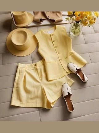 Suit Vest Suit Women's Cotton And Linen - Courbe et Compagnie