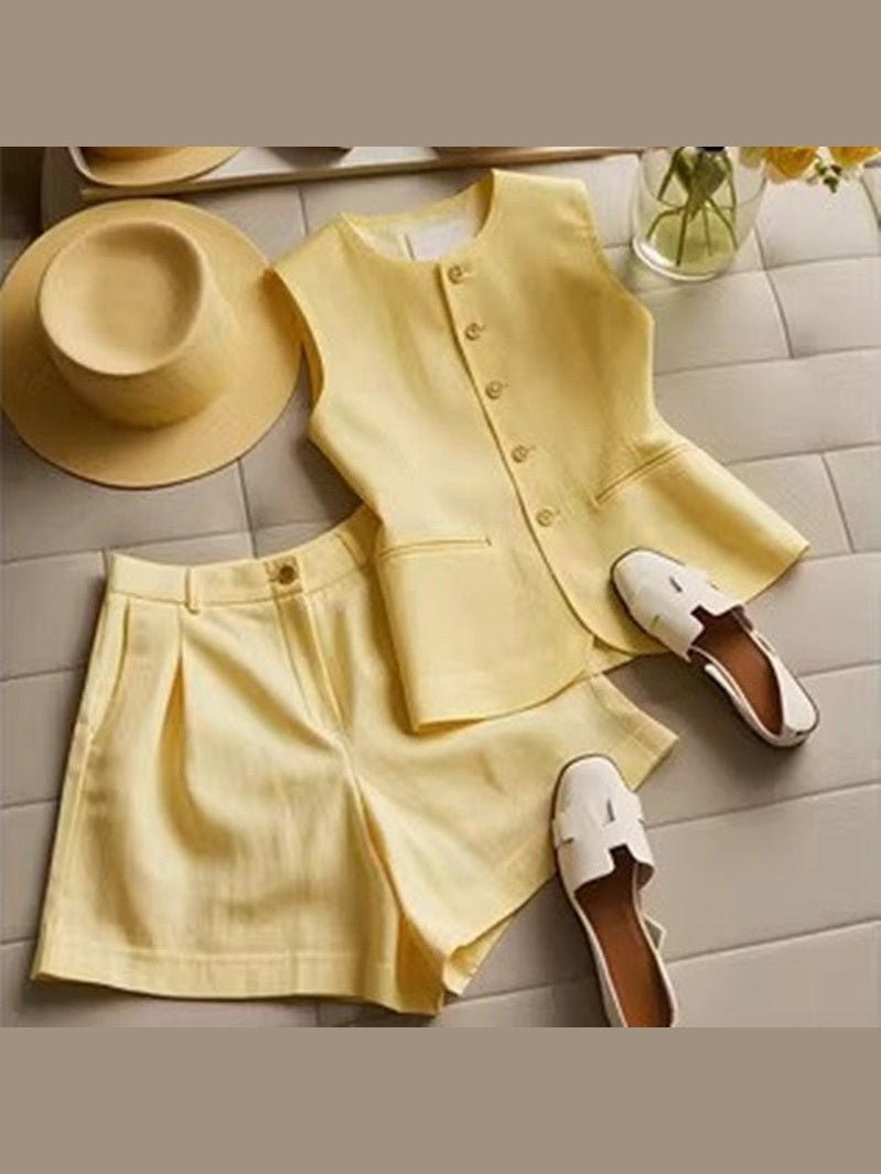 Suit Vest Suit Women's Cotton And Linen - Courbe et Compagnie