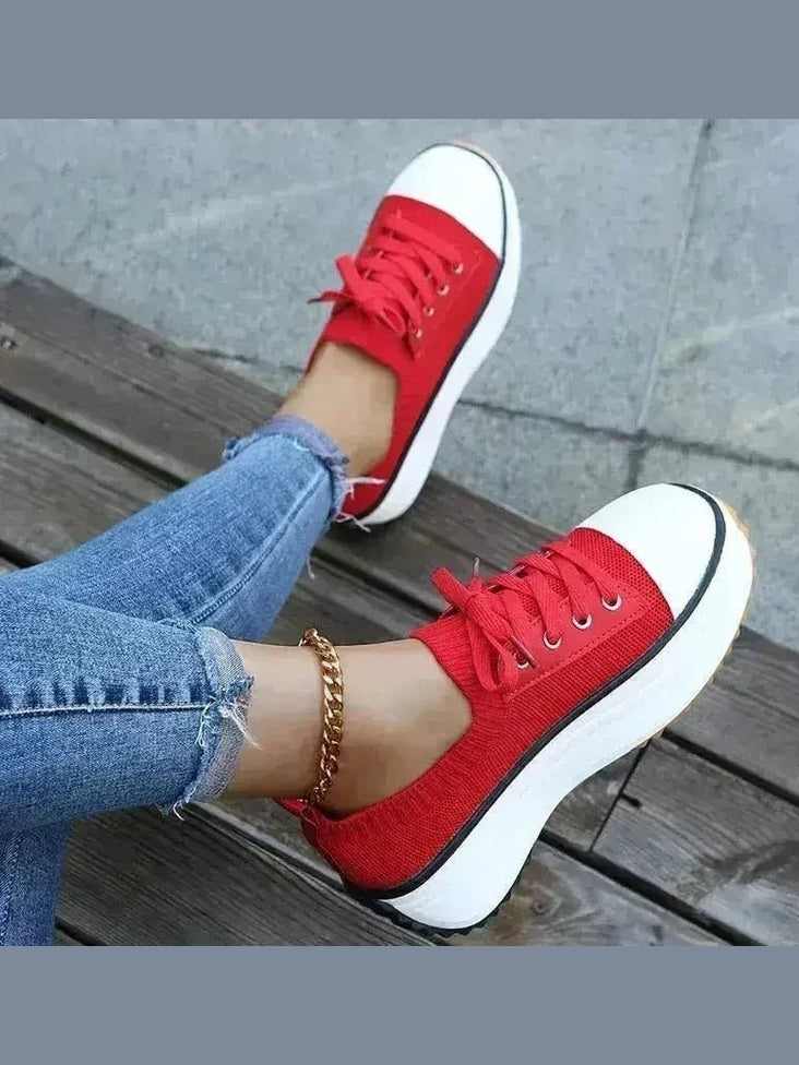 Summer Knitted Breathable Sneakers Women's Vulcanize Shoes - Courbe et Compagnie