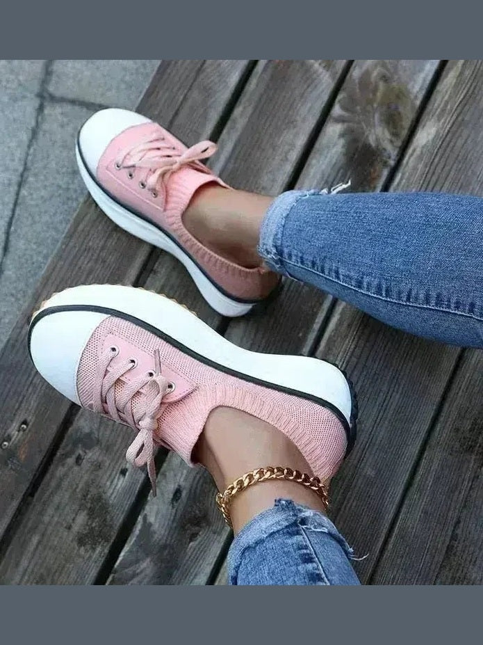 Summer Knitted Breathable Sneakers Women's Vulcanize Shoes - Courbe et Compagnie