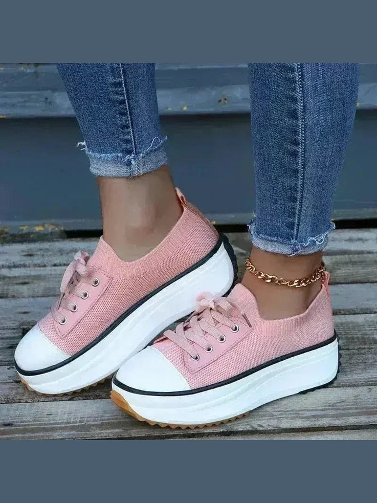 Summer Knitted Breathable Sneakers Women's Vulcanize Shoes - Courbe et Compagnie