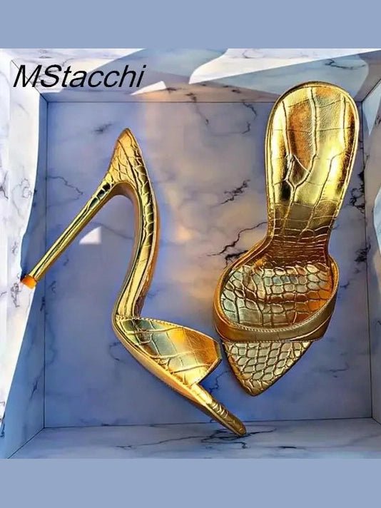 Super-high Heel Slippers Women Shoes Summer Peep Toe Mixed Colors Stiletto Sandals Sexy Party Ladies Shoes Luxury Woman Pumps - Courbe et Compagnie
