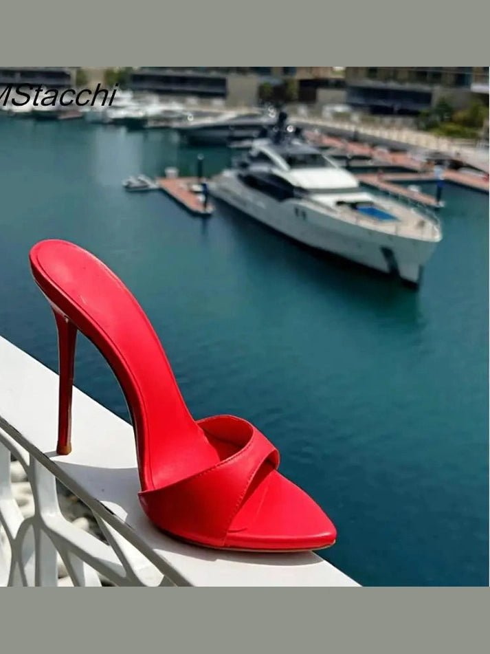 Super-high Heel Slippers Women Shoes Summer Peep Toe Mixed Colors Stiletto Sandals Sexy Party Ladies Shoes Luxury Woman Pumps - Courbe et Compagnie