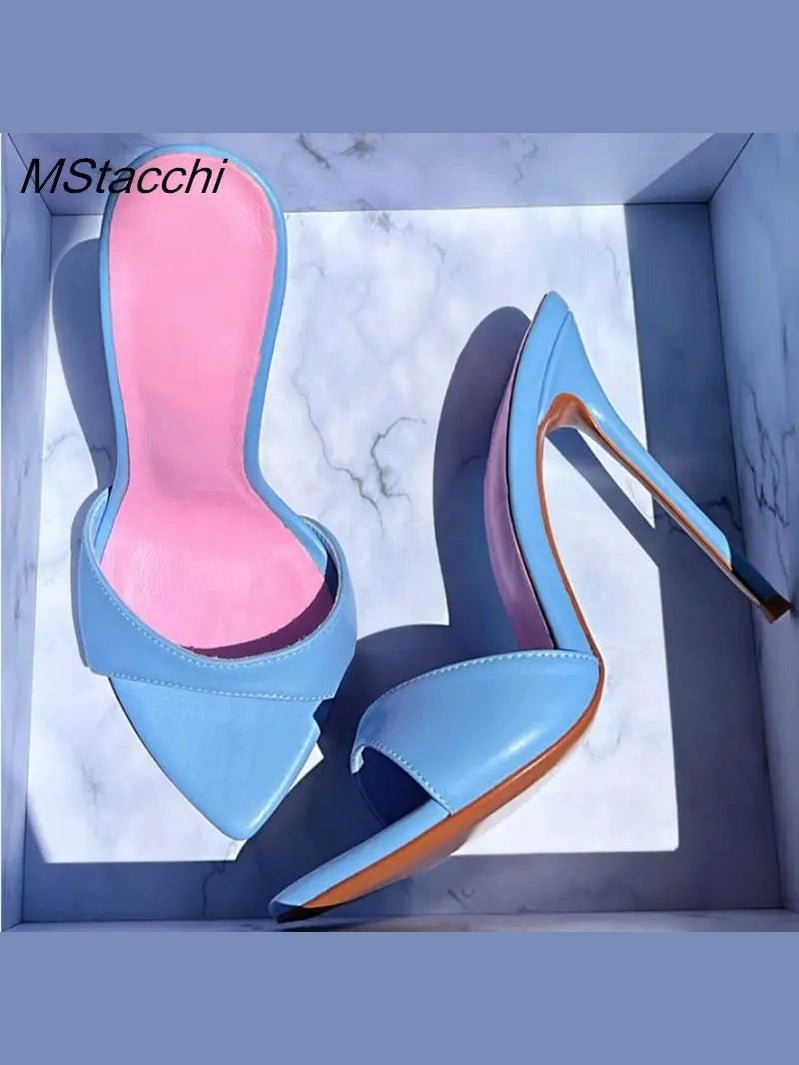 Super-high Heel Slippers Women Shoes Summer Peep Toe Mixed Colors Stiletto Sandals Sexy Party Ladies Shoes Luxury Woman Pumps - Courbe et Compagnie