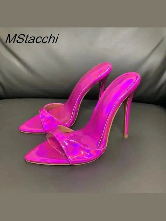 Super-high Heel Slippers Women Shoes Summer Peep Toe Mixed Colors Stiletto Sandals Sexy Party Ladies Shoes Luxury Woman Pumps - Courbe et Compagnie