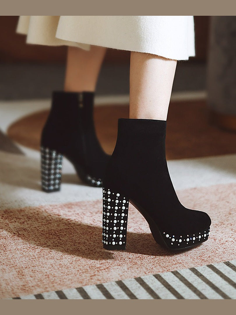 Super High-heeled Slim Simple Suede Single Boots - Courbe et Compagnie