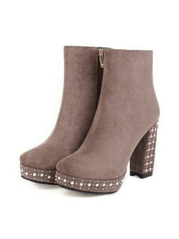 Super High-heeled Slim Simple Suede Single Boots - Courbe et Compagnie