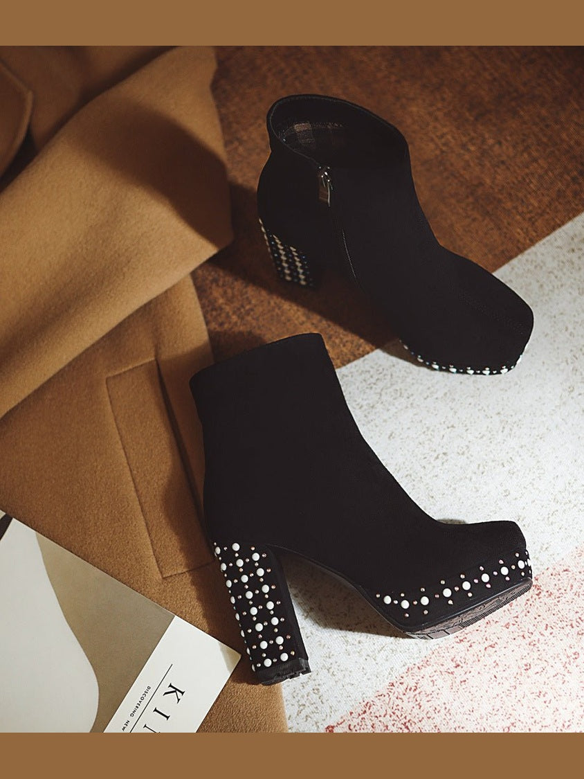 Super High-heeled Slim Simple Suede Single Boots - Courbe et Compagnie