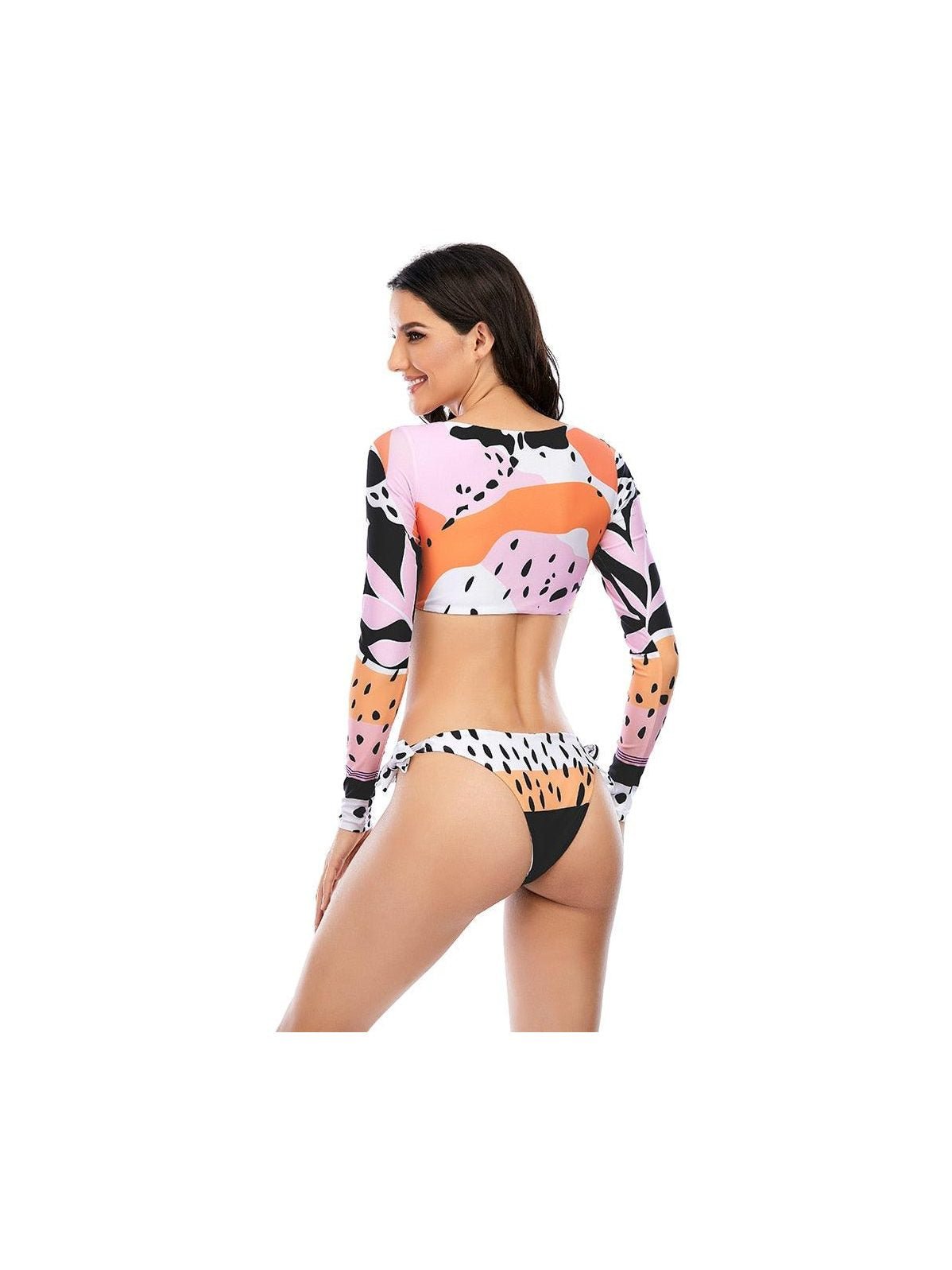 Surfing Swimsuit For Women Bikini Long Sleeve Swimwear Tiger Print Push Up Summer Bath Suit Two Piece Surfing Rash Guard Bikini Long Sleeve Swimsuit Set - Courbe et Compagnie
