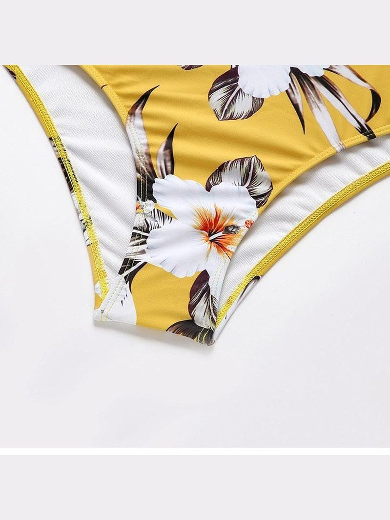 Surfing Swimsuit For Women Bikini Long Sleeve Swimwear Tiger Print Push Up Summer Bath Suit Two Piece Surfing Rash Guard Bikini Long Sleeve Swimsuit Set - Courbe et Compagnie
