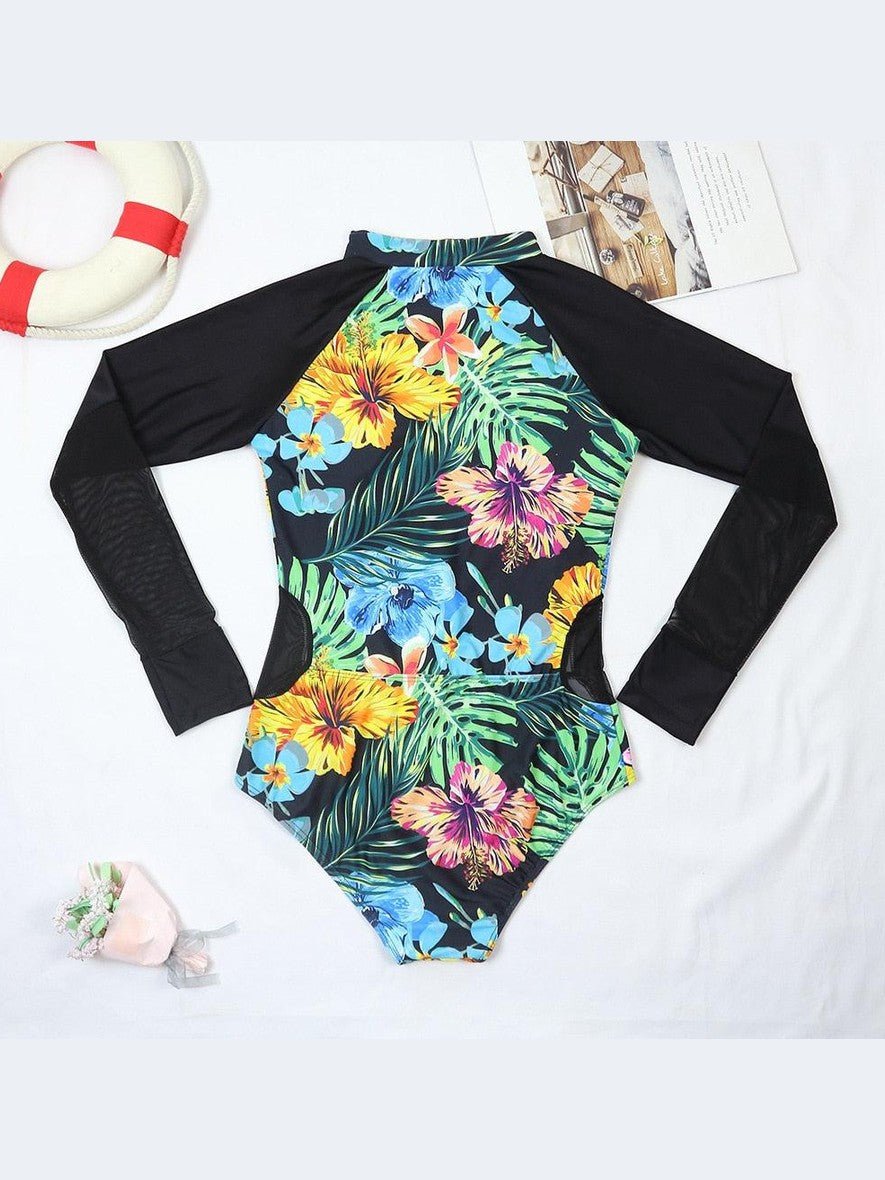 Surfing Swimsuit For Women Bikini Long Sleeve Swimwear Tiger Print Push Up Summer Bath Suit Two Piece Surfing Rash Guard Bikini Long Sleeve Swimsuit Set - Courbe et Compagnie
