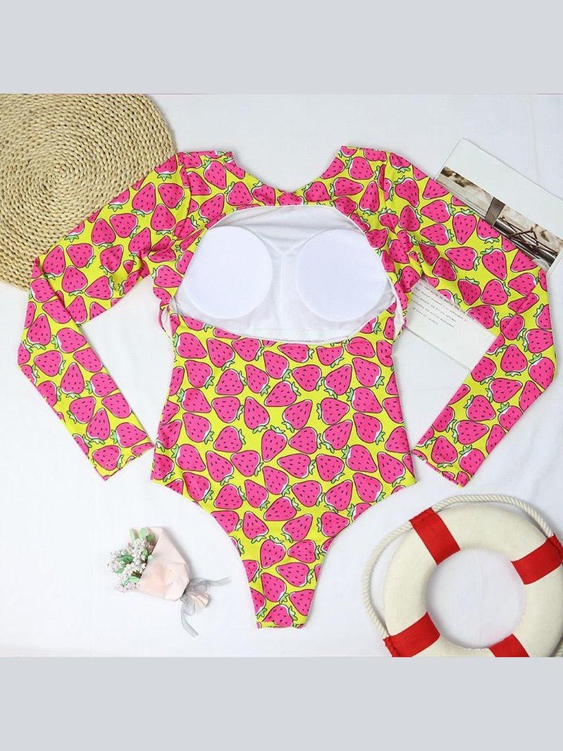 Surfing Swimsuit For Women Bikini Long Sleeve Swimwear Tiger Print Push Up Summer Bath Suit Two Piece Surfing Rash Guard Bikini Long Sleeve Swimsuit Set - Courbe et Compagnie