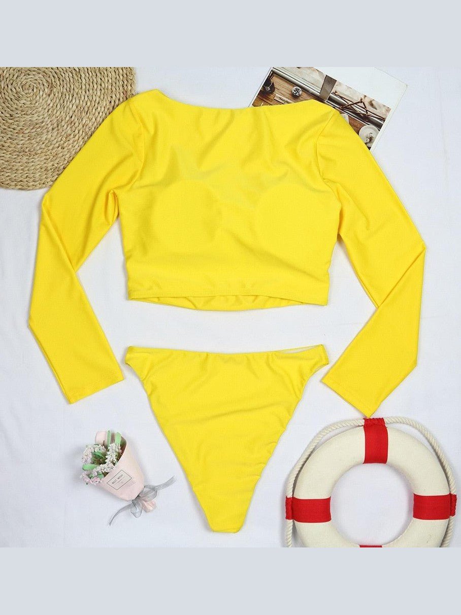 Surfing Swimsuit For Women Bikini Long Sleeve Swimwear Tiger Print Push Up Summer Bath Suit Two Piece Surfing Rash Guard Bikini Long Sleeve Swimsuit Set - Courbe et Compagnie