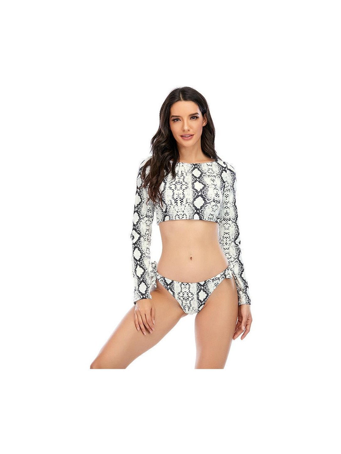 Surfing Swimsuit For Women Bikini Long Sleeve Swimwear Tiger Print Push Up Summer Bath Suit Two Piece Surfing Rash Guard Bikini Long Sleeve Swimsuit Set - Courbe et Compagnie