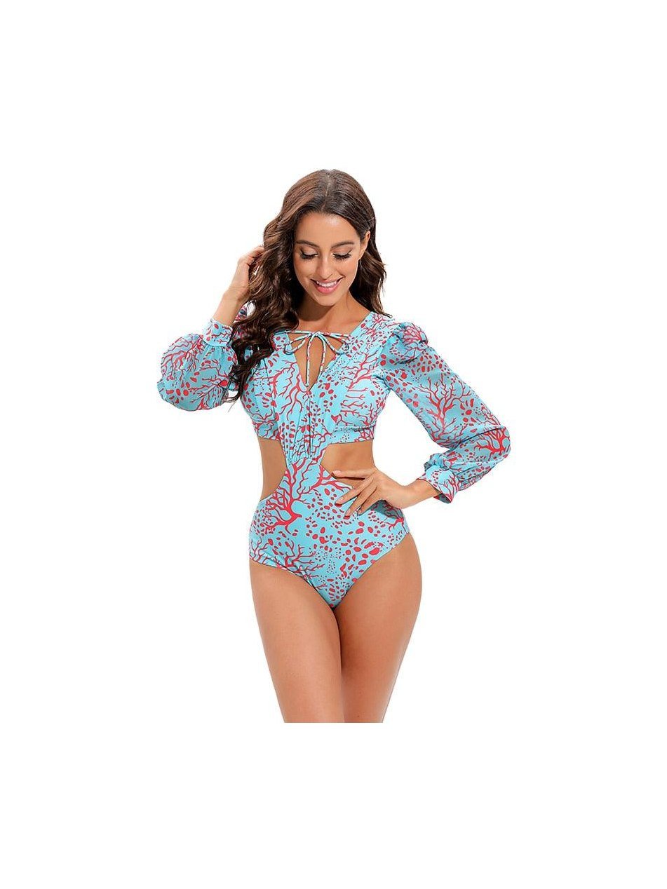Surfing Swimsuit For Women Bikini Long Sleeve Swimwear Tiger Print Push Up Summer Bath Suit Two Piece Surfing Rash Guard Bikini Long Sleeve Swimsuit Set - Courbe et Compagnie