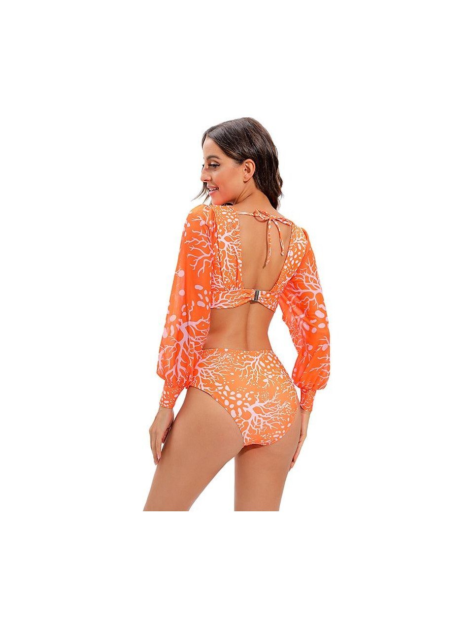Surfing Swimsuit For Women Bikini Long Sleeve Swimwear Tiger Print Push Up Summer Bath Suit Two Piece Surfing Rash Guard Bikini Long Sleeve Swimsuit Set - Courbe et Compagnie