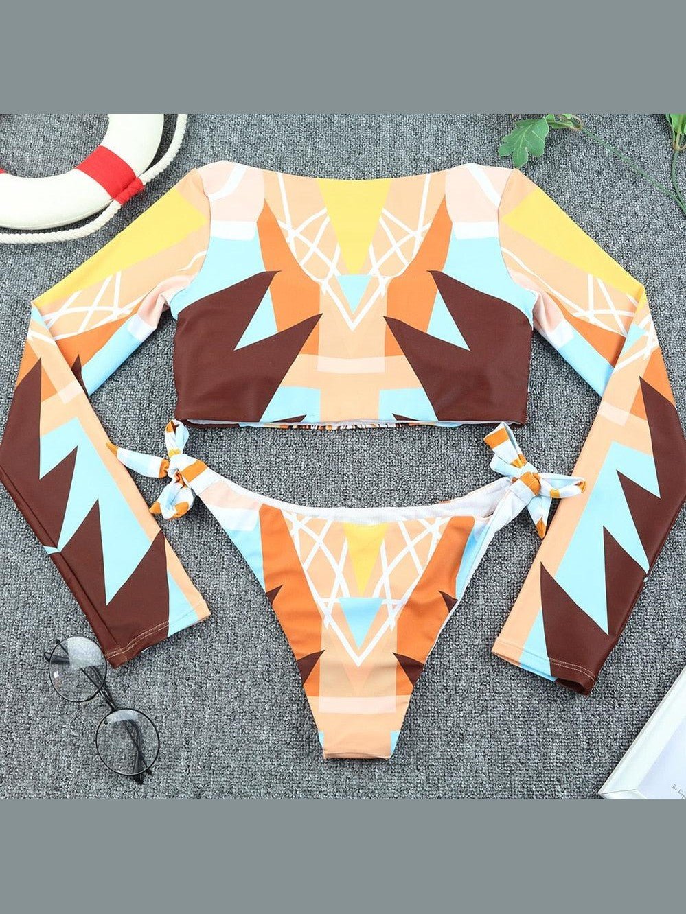 Surfing Swimsuit For Women Bikini Long Sleeve Swimwear Tiger Print Push Up Summer Bath Suit Two Piece Surfing Rash Guard Bikini Long Sleeve Swimsuit Set - Courbe et Compagnie