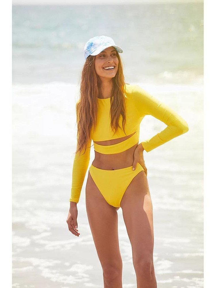 Surfing Swimsuit For Women Bikini Long Sleeve Swimwear Tiger Print Push Up Summer Bath Suit Two Piece Surfing Rash Guard Bikini Long Sleeve Swimsuit Set - Courbe et Compagnie