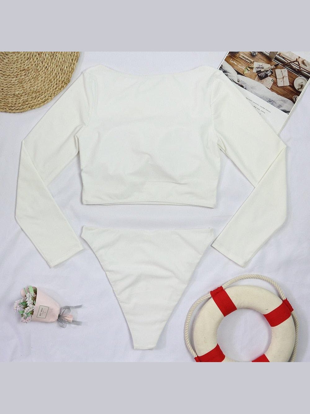 Surfing Swimsuit For Women Bikini Long Sleeve Swimwear Tiger Print Push Up Summer Bath Suit Two Piece Surfing Rash Guard Bikini Long Sleeve Swimsuit Set - Courbe et Compagnie