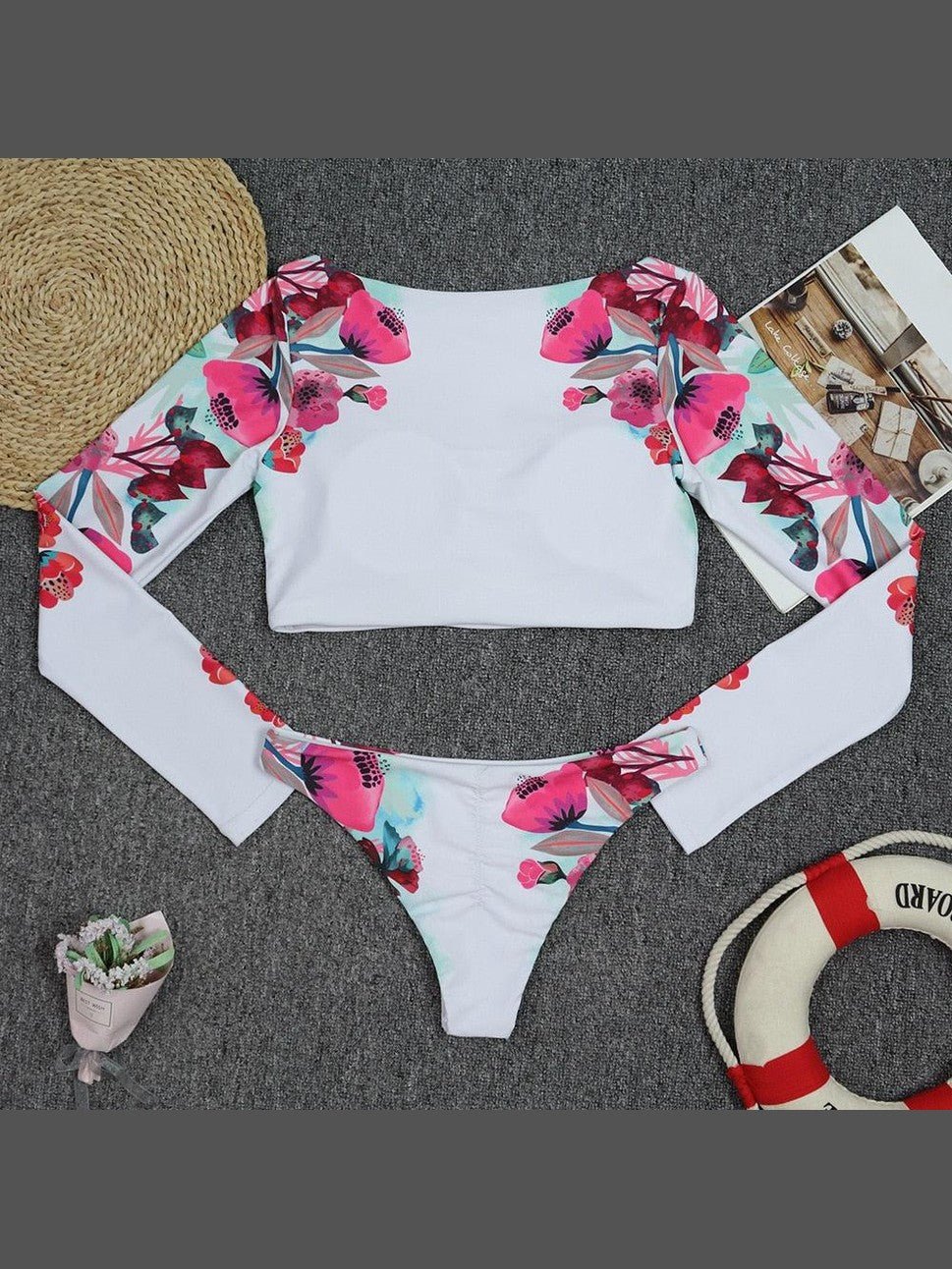 Surfing Swimsuit For Women Bikini Long Sleeve Swimwear Tiger Print Push Up Summer Bath Suit Two Piece Surfing Rash Guard Bikini Long Sleeve Swimsuit Set - Courbe et Compagnie