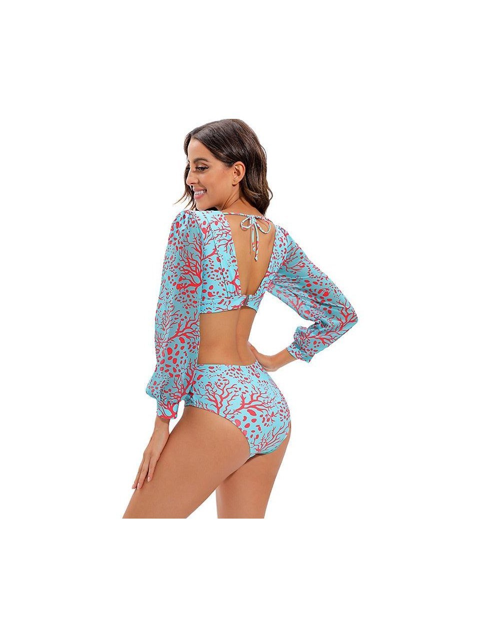 Surfing Swimsuit For Women Bikini Long Sleeve Swimwear Tiger Print Push Up Summer Bath Suit Two Piece Surfing Rash Guard Bikini Long Sleeve Swimsuit Set - Courbe et Compagnie