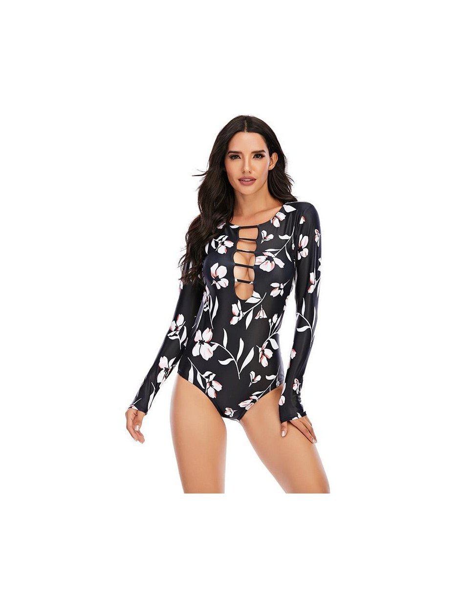 Surfing Swimsuit For Women Bikini Long Sleeve Swimwear Tiger Print Push Up Summer Bath Suit Two Piece Surfing Rash Guard Bikini Long Sleeve Swimsuit Set - Courbe et Compagnie