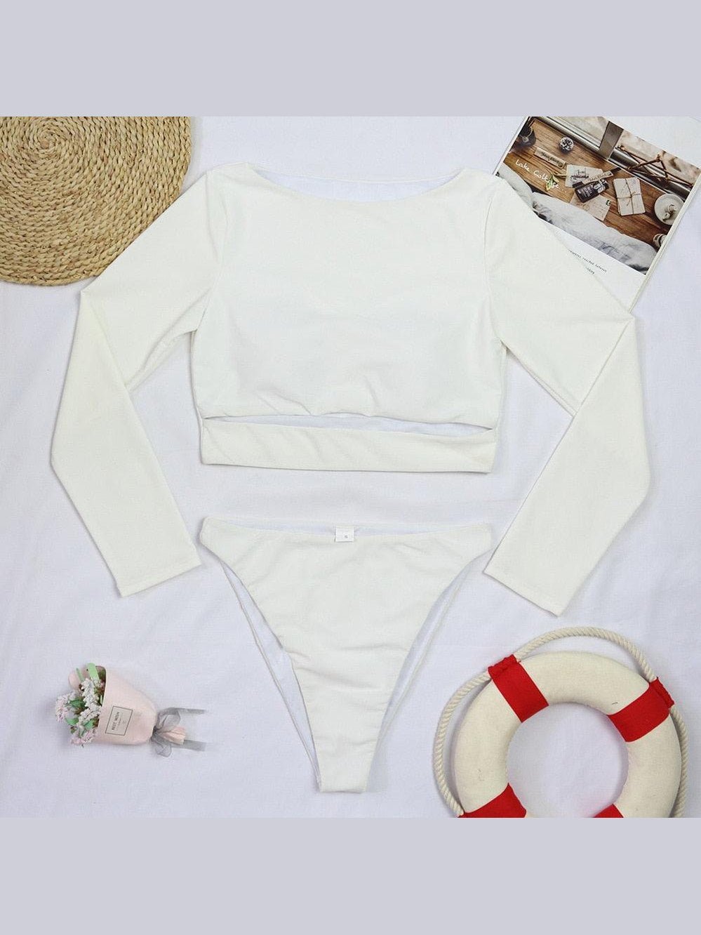 Surfing Swimsuit For Women Bikini Long Sleeve Swimwear Tiger Print Push Up Summer Bath Suit Two Piece Surfing Rash Guard Bikini Long Sleeve Swimsuit Set - Courbe et Compagnie