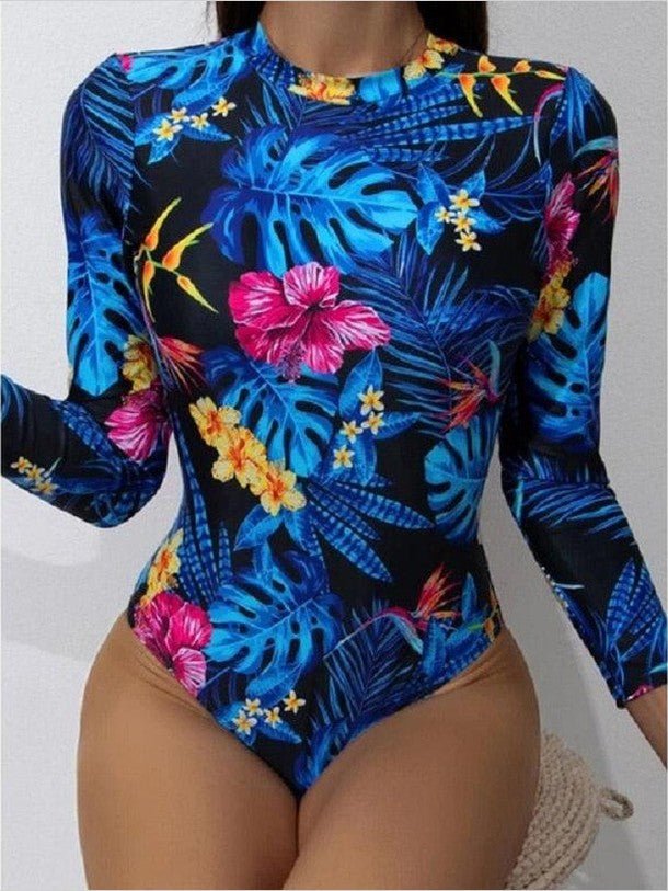 Surfing Swimsuit For Women Bikini Long Sleeve Swimwear Tiger Print Push Up Summer Bath Suit Two Piece Surfing Rash Guard Bikini Long Sleeve Swimsuit Set - Courbe et Compagnie