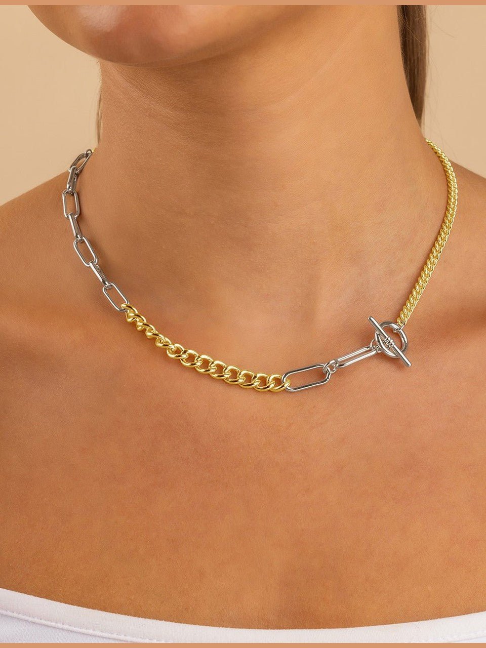 Suzanne Mixed Link Dual Tone Chain Necklace - Courbe et Compagnie