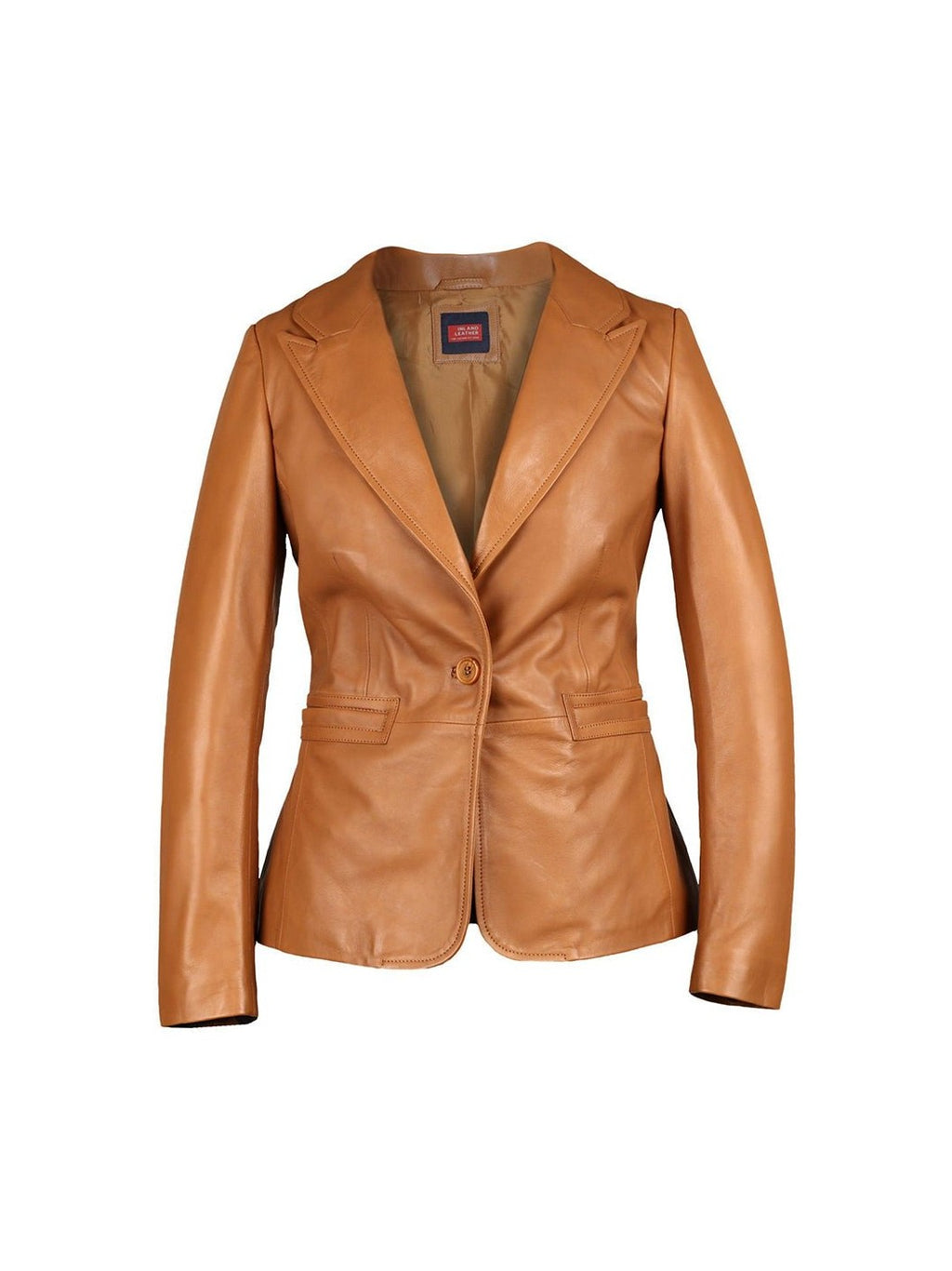 Sylvia Womens Lambskin Tan Leather Blazer - Courbe et Compagnie