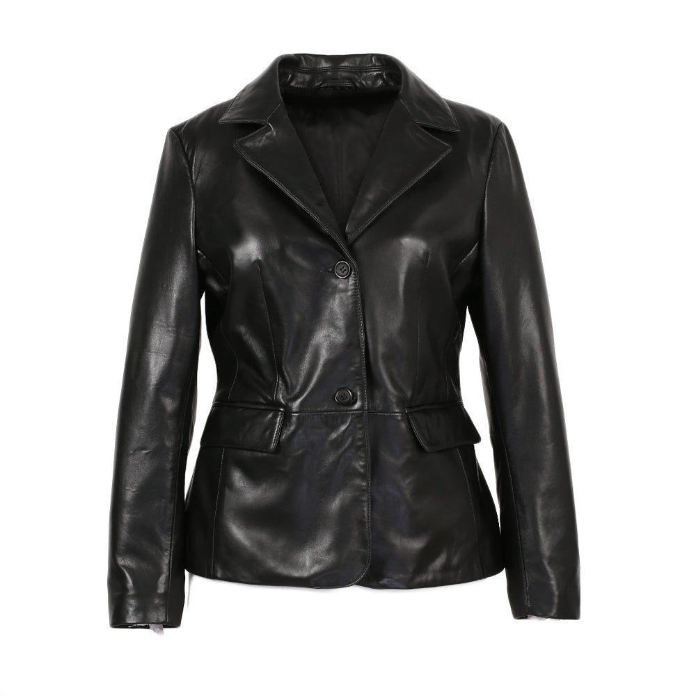 Talisa Womens 2 Button New Zealand Leather Blazer - Courbe et Compagnie