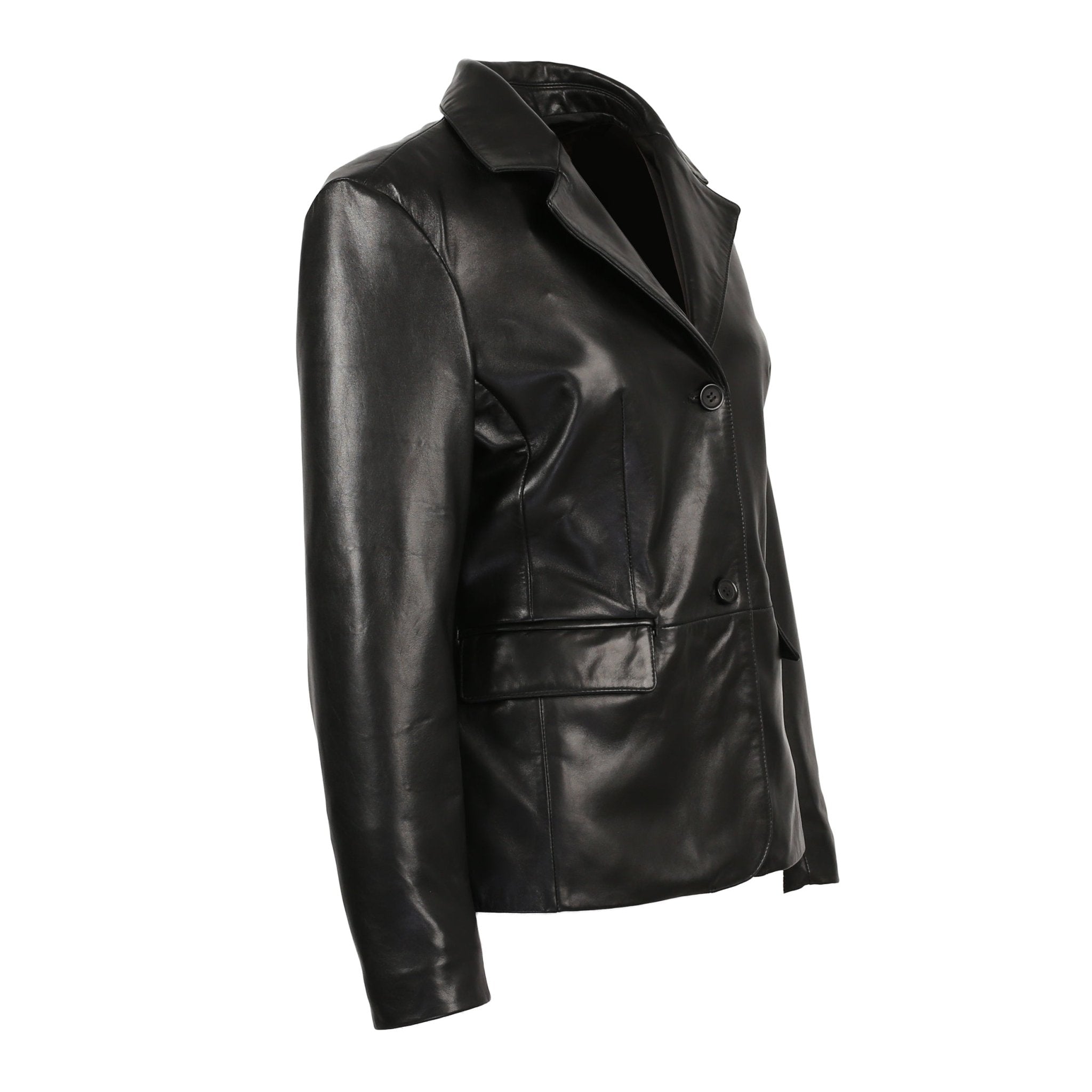 Talisa Womens 2 Button New Zealand Leather Blazer - Courbe et Compagnie