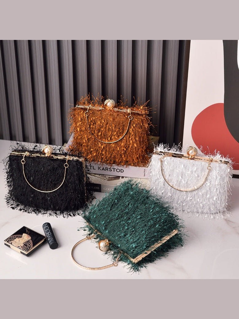 Tassel Handbags Women Dress Party Evening Bag Fashion Luxury Designer Square Bags Crossbody Shoulder Bag Ladies - Courbe et Compagnie