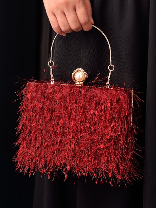 Tassel Handbags Women Dress Party Evening Bag Fashion Luxury Designer Square Bags Crossbody Shoulder Bag Ladies - Courbe et Compagnie