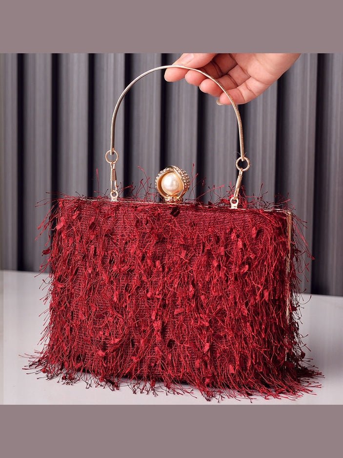 Tassel Handbags Women Dress Party Evening Bag Fashion Luxury Designer Square Bags Crossbody Shoulder Bag Ladies - Courbe et Compagnie