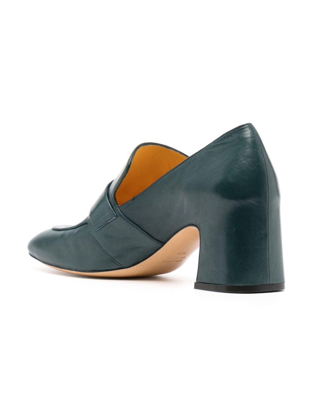 Teal Leather Lock Heel Loafer - Courbe et Compagnie