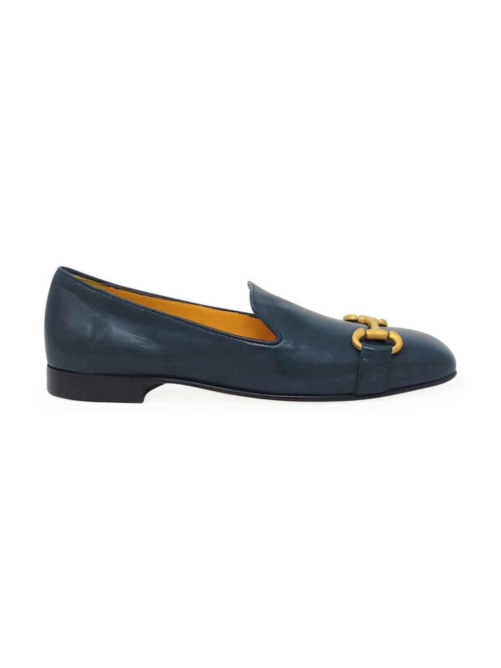 Teal Leather Square Toe Loafer - Courbe et Compagnie