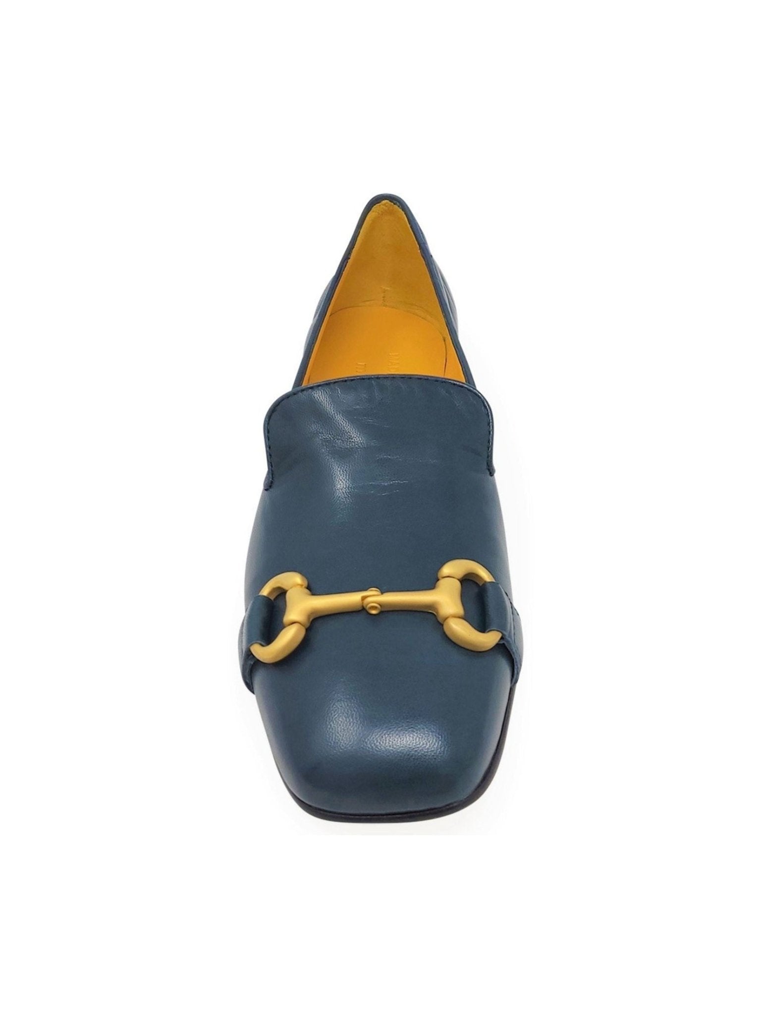 Teal Leather Square Toe Loafer - Courbe et Compagnie