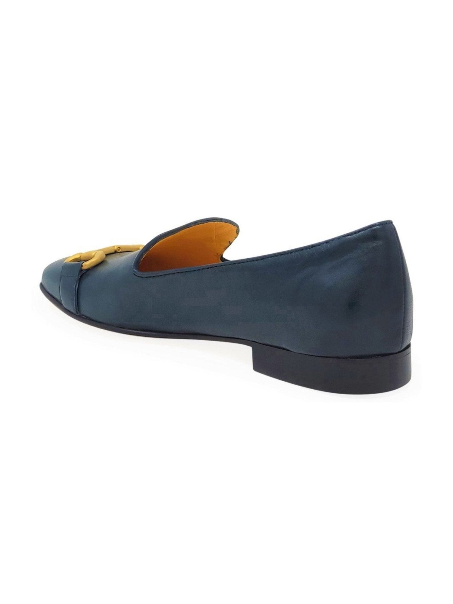 Teal Leather Square Toe Loafer - Courbe et Compagnie