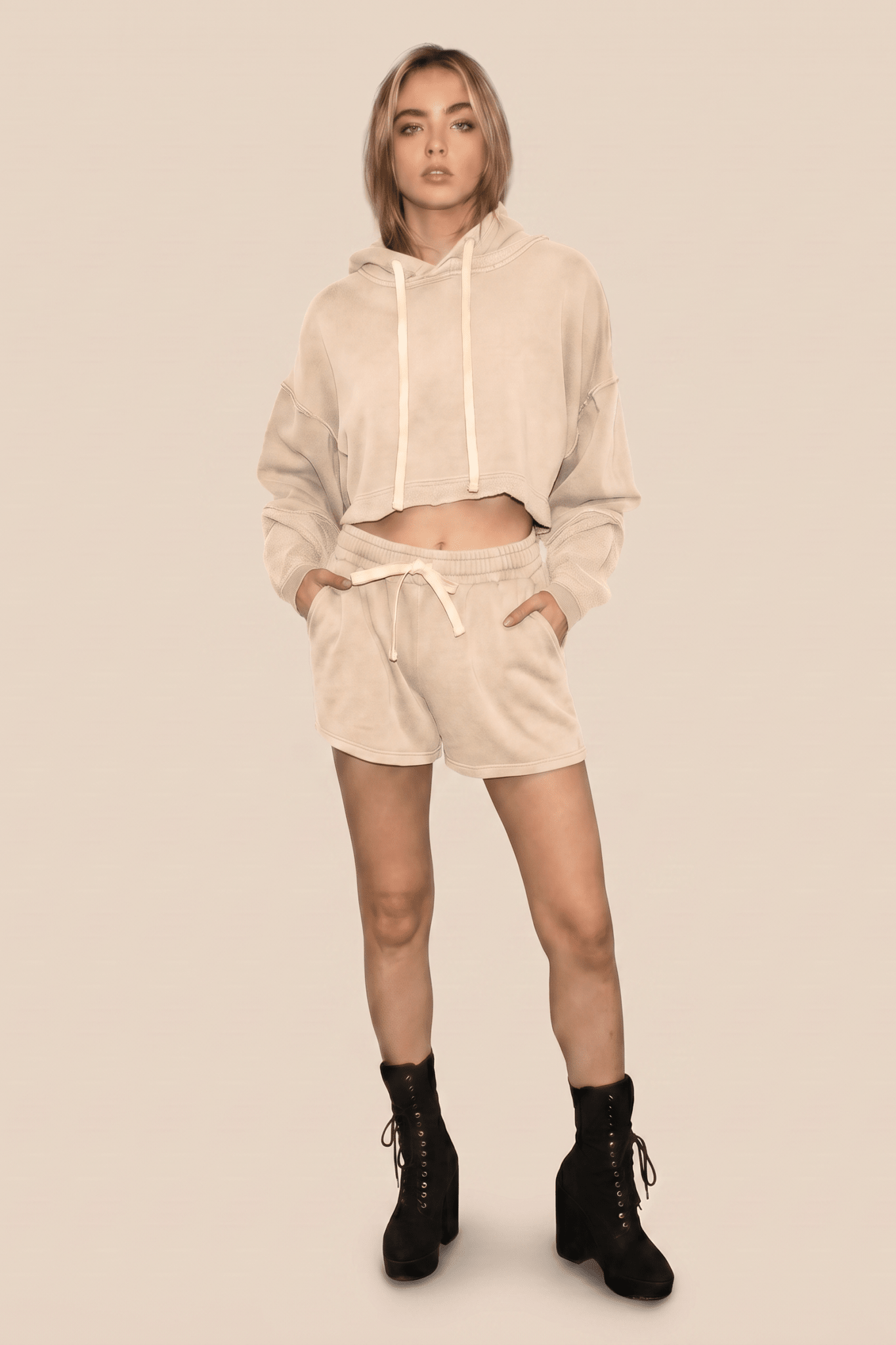 The Bonnie Cropped Hoodie - Bone - Courbe et Compagnie