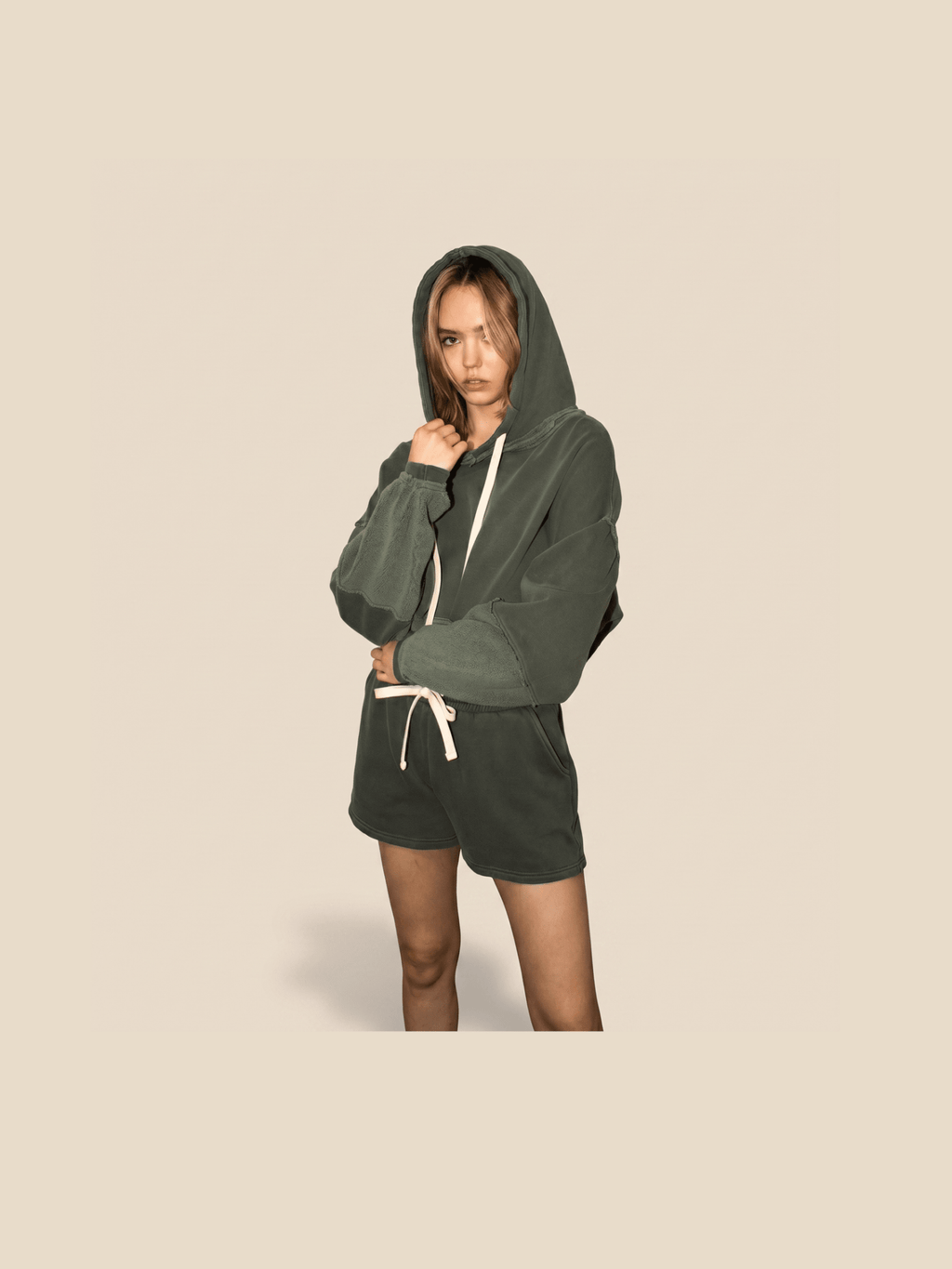 The Bonnie Cropped Hoodie - Olive - Courbe et Compagnie