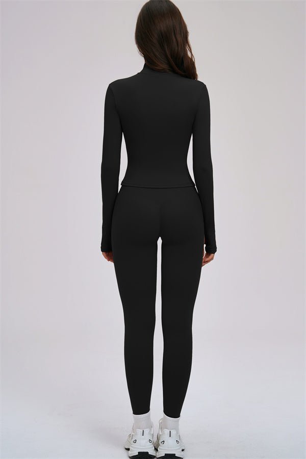The Kinetic Zip Jacket Cross Back Sports Bra Leggings 3-Piece Set - Courbe et Compagnie