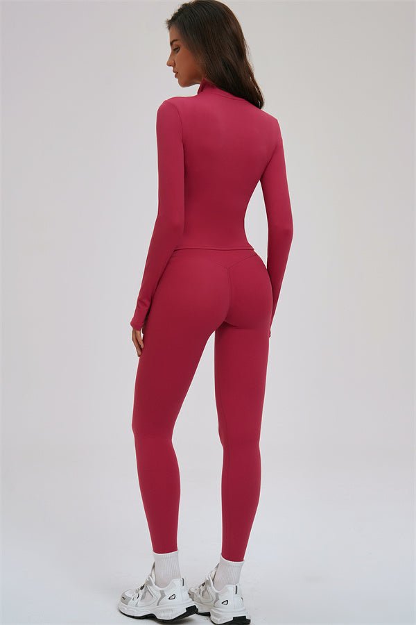 The Kinetic Zip Jacket Cross Back Sports Bra Leggings 3-Piece Set - Courbe et Compagnie