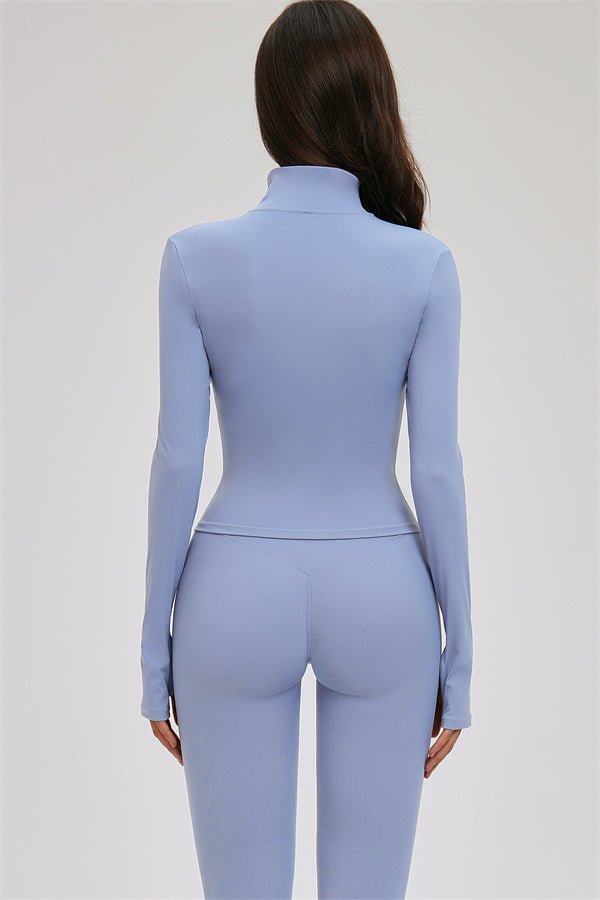 The Kinetic Zip Jacket Cross Back Sports Bra Leggings 3-Piece Set - Courbe et Compagnie