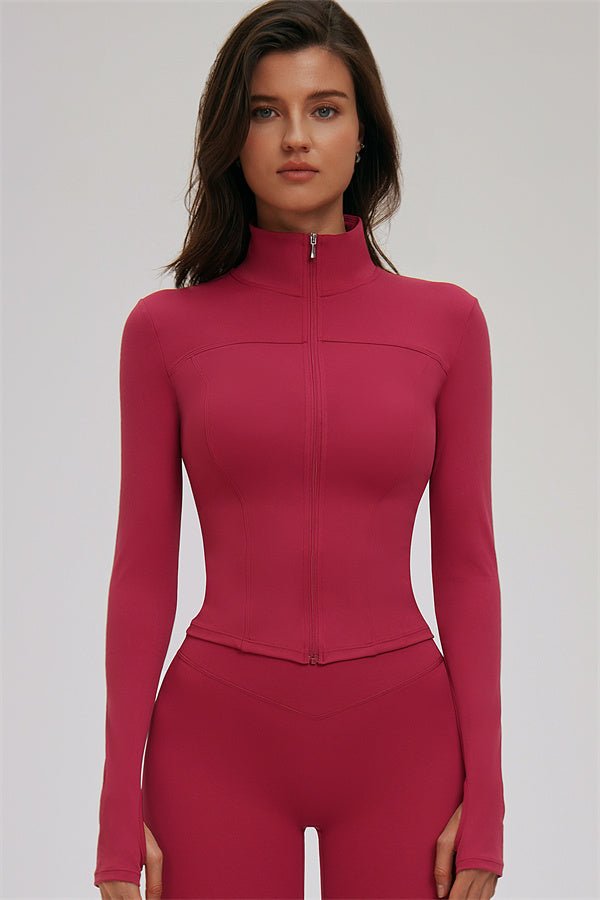 The Kinetic Zip Jacket Cross Back Sports Bra Leggings 3-Piece Set - Courbe et Compagnie